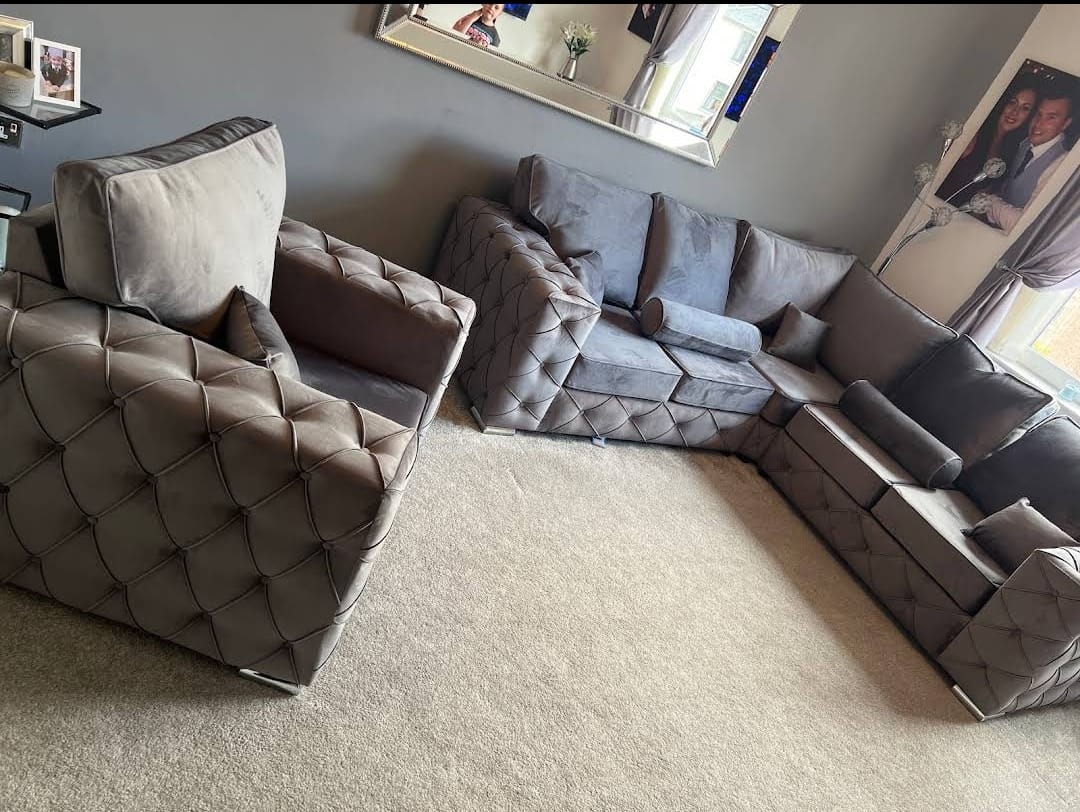 Milton Corner & Armchair - Grey Fullback - Sofa Scape UK