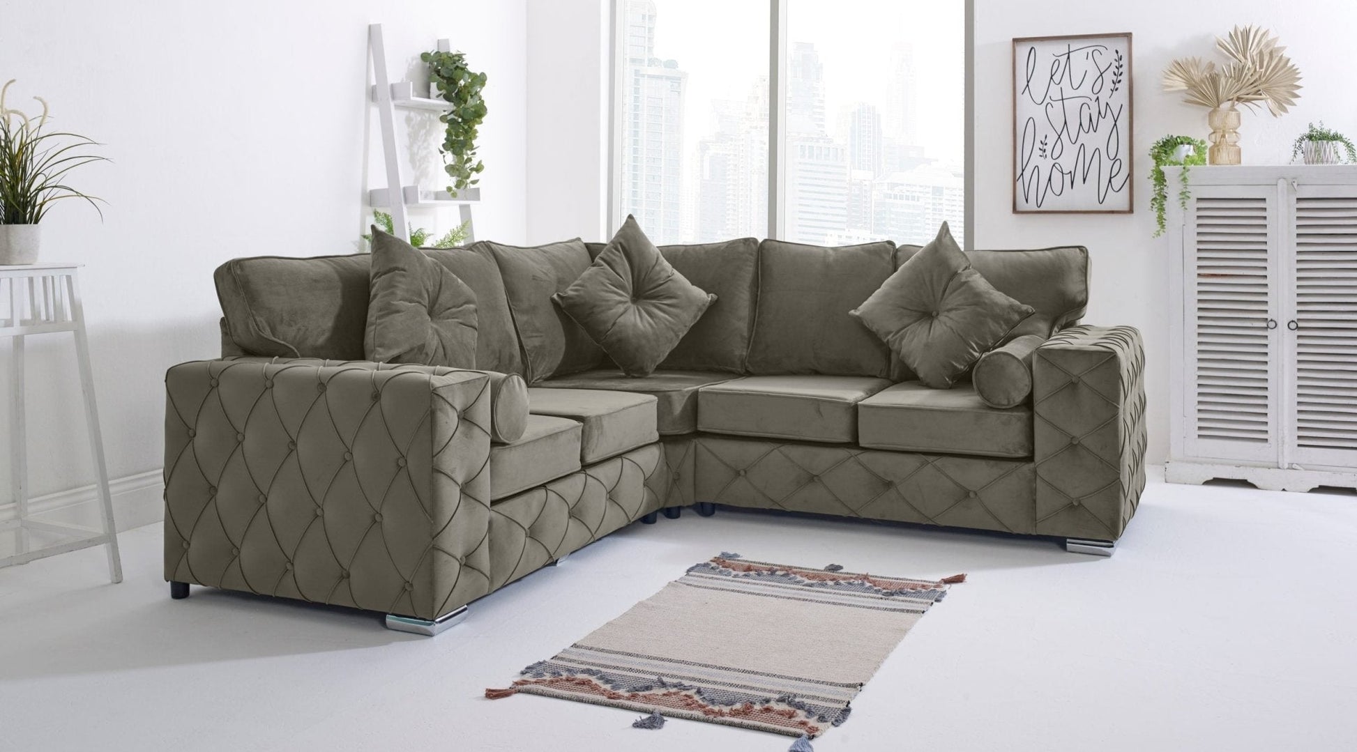 Milton Corner Fullback - 2c2 + Bolster / Buttoned Cushions - Sofa Scape UK