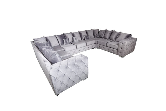 Milton U Shape 9 Seater - Plush Velvet - Sofa Scape UK