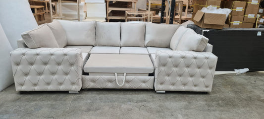 Milton U Shape Sofa Bed - Cream Fullback - Sofa Scape UK