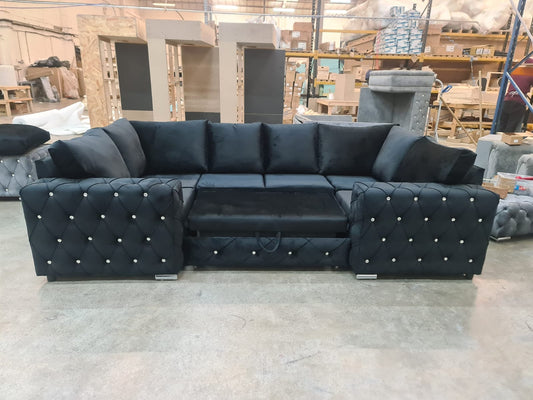 Milton U Shape Sofa Bed - Grey Fullback - Diamonds - Sofa Scape UK