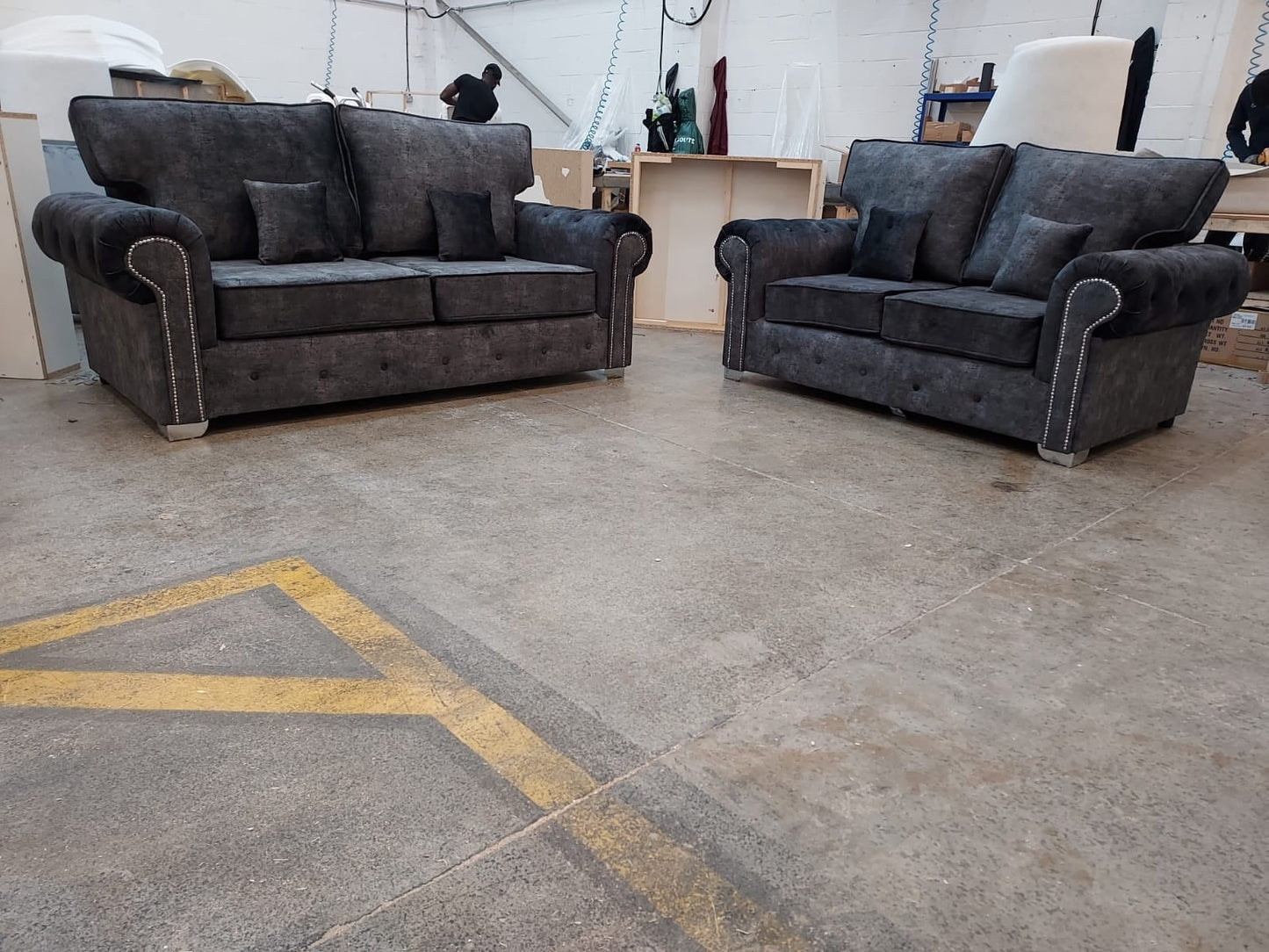 Olympia 3 Seater & 2 Seater - Gunmetal Fullback - Sofa Scape UK