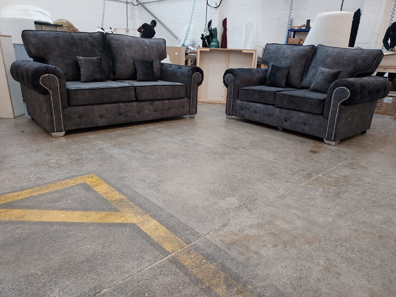 Olympia 3 Seater & 2 Seater - Gunmetal Fullback - Sofa Scape UK