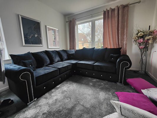 Olympia Corner - Black Scatterback - Sofa Scape UK
