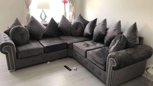 Olympia Corner - Grey Scatterback - Sofa Scape UK