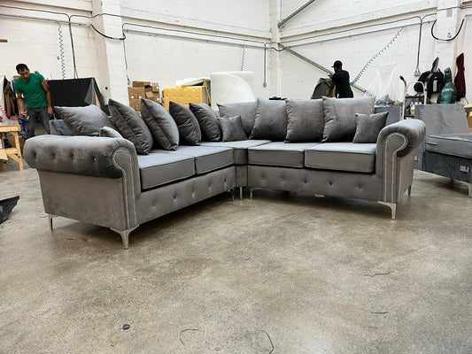 Olympia Corner With Triangle Legs - Grey Scatterback - Sofa Scape UK