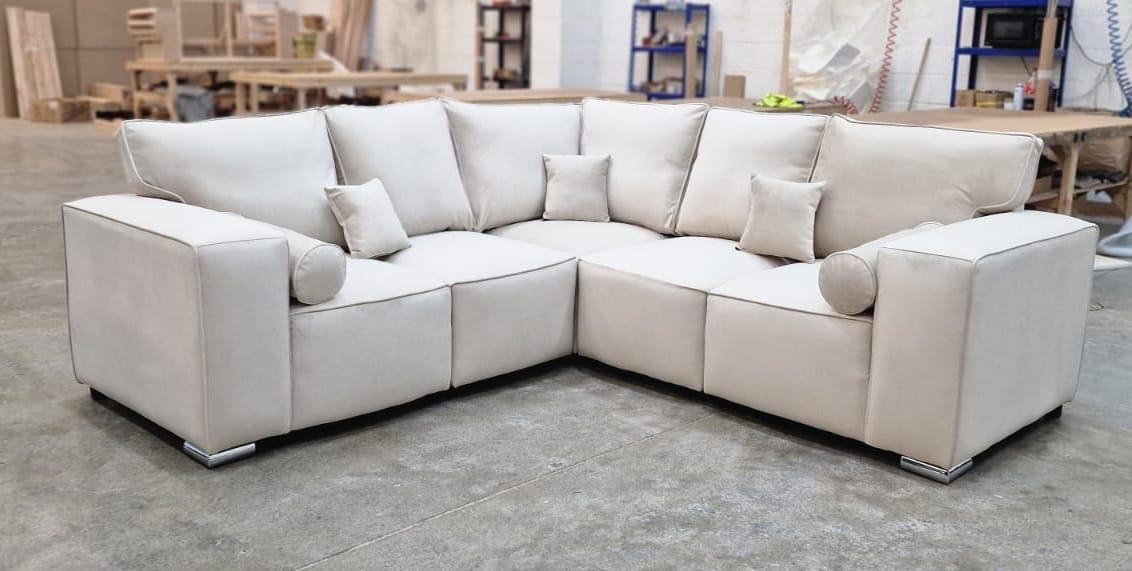 Sloan Corner - Cream Fullback + 2 Bolster Cushions - Sofa Scape UK